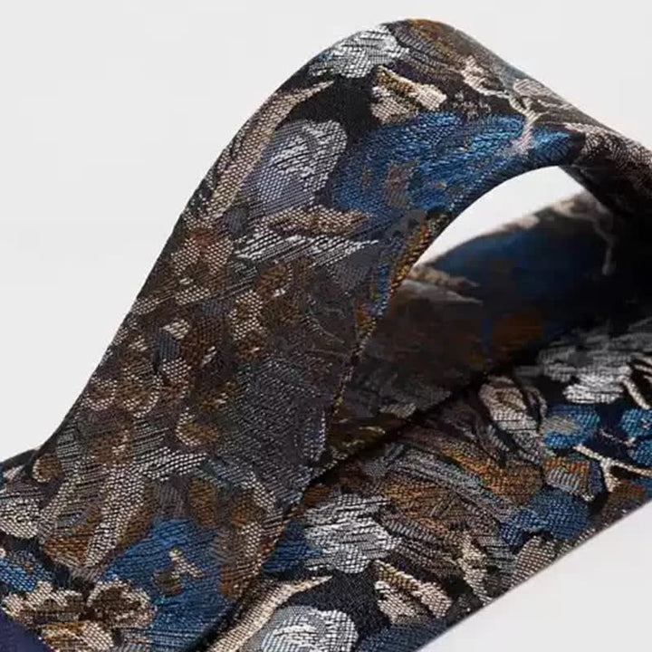Krawatte mit Blumenmotiv „Garten in der Luft“ für Herren, Blau und Gelb