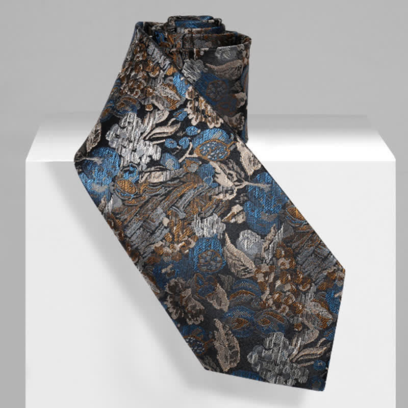 Krawatte mit Blumenmotiv „Garten in der Luft“ für Herren, Blau und Gelb