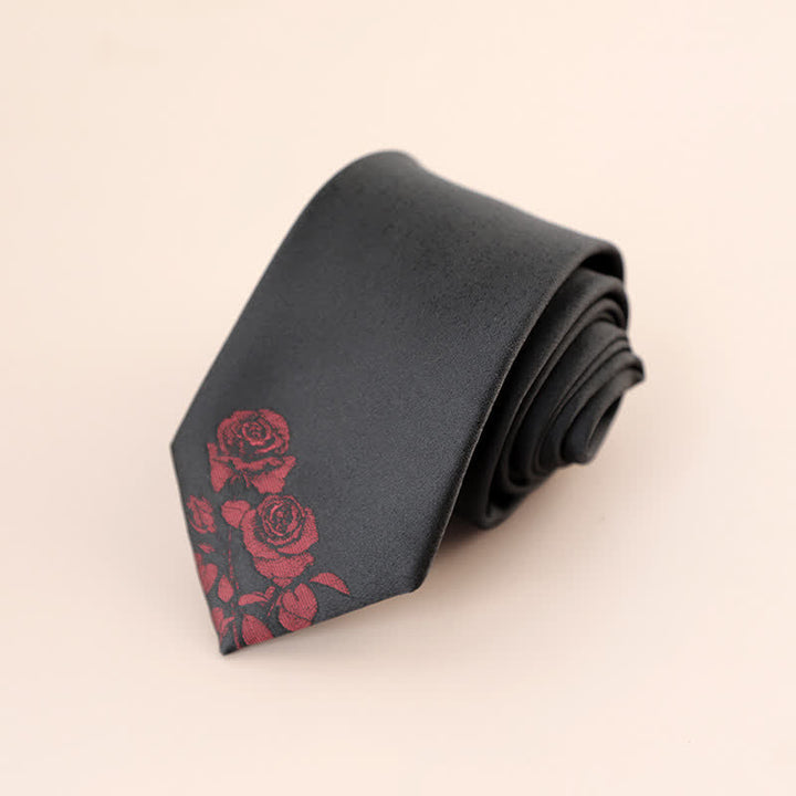 Elegante Krawatte mit zwei Rosen-Print für Herren