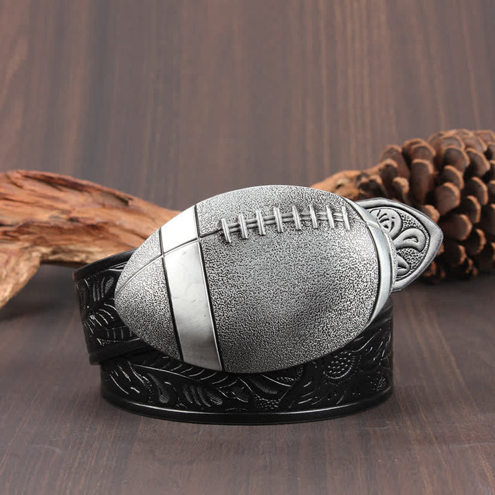 Neuartiger Ledergürtel mit American Football-Schnalle