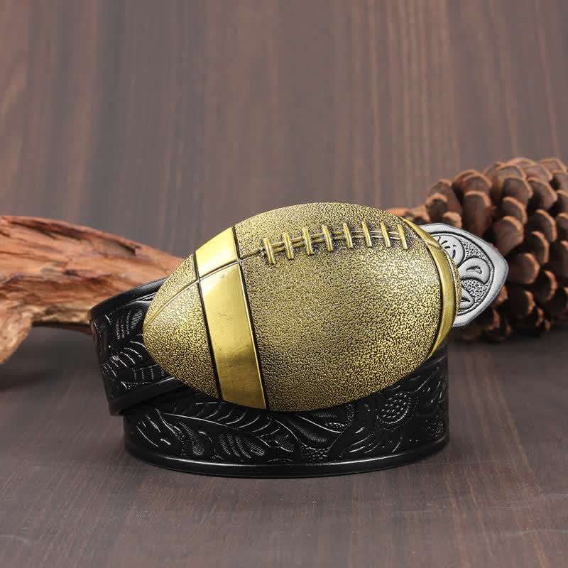 Neuartiger Ledergürtel mit American Football-Schnalle