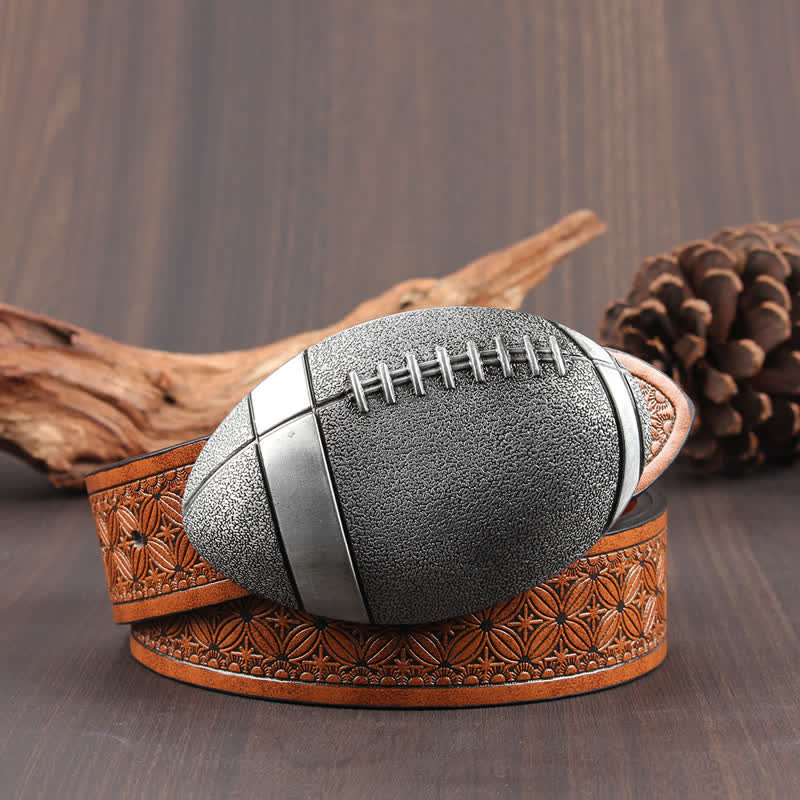 Neuartiger Ledergürtel mit American Football-Schnalle