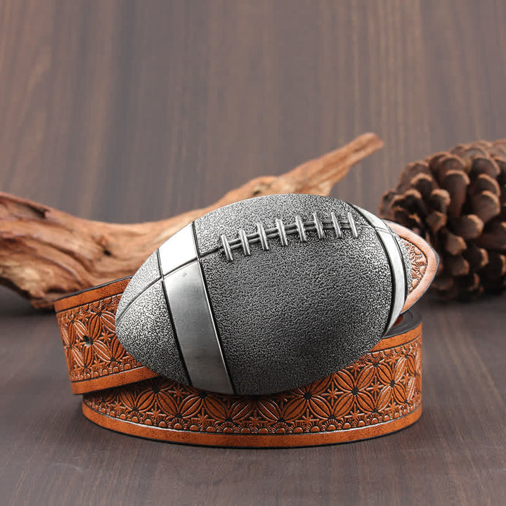 Neuartiger Ledergürtel mit American Football-Schnalle