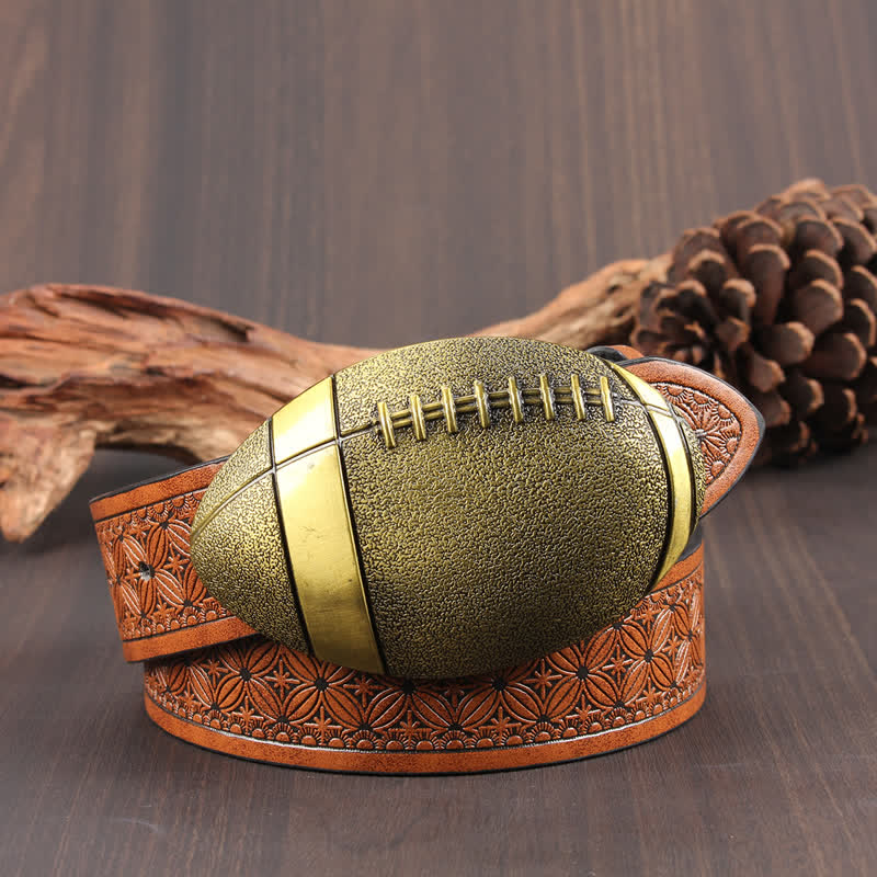 Neuartiger Ledergürtel mit American Football-Schnalle