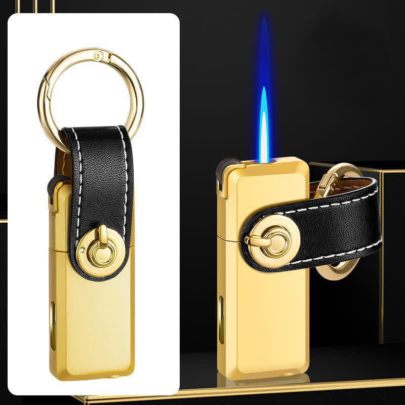 Mini-Anhänger Schlüsselanhänger Klassisches nachfüllbares Butanfeuerzeug - Gold - image 3