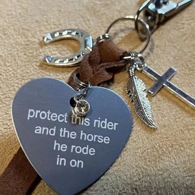 Herz Metall Hufeisen Kreuz Anhänger Leder Schlüsselanhänger - ER - image 3