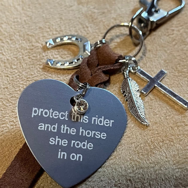 Herz Metall Hufeisen Kreuz Anhänger Leder Schlüsselanhänger - SIE - image 0