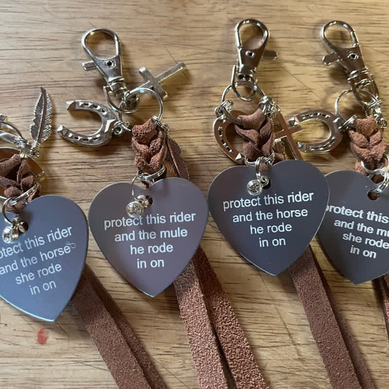 Herz Metall Hufeisen Kreuz Anhänger Leder Schlüsselanhänger - image 1