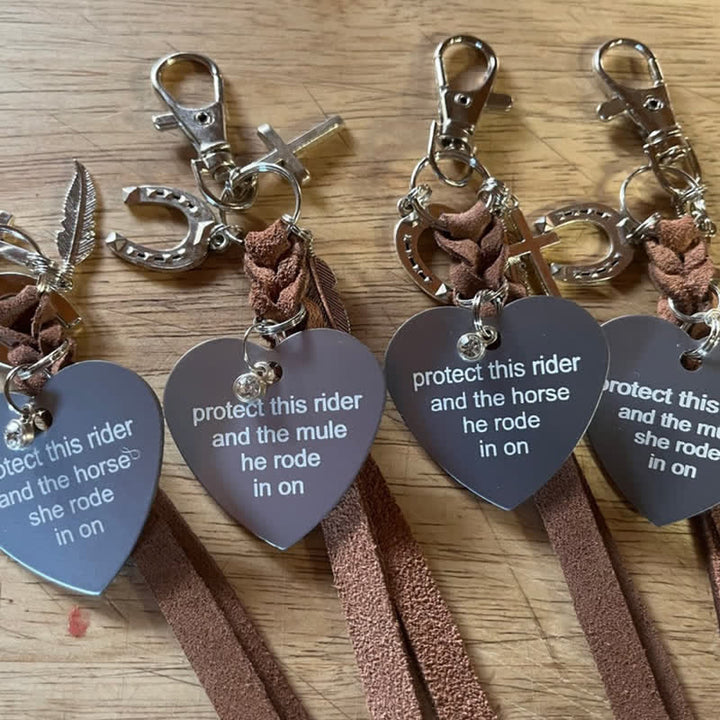 Herz Metall Hufeisen Kreuz Anhänger Leder Schlüsselanhänger - image 1