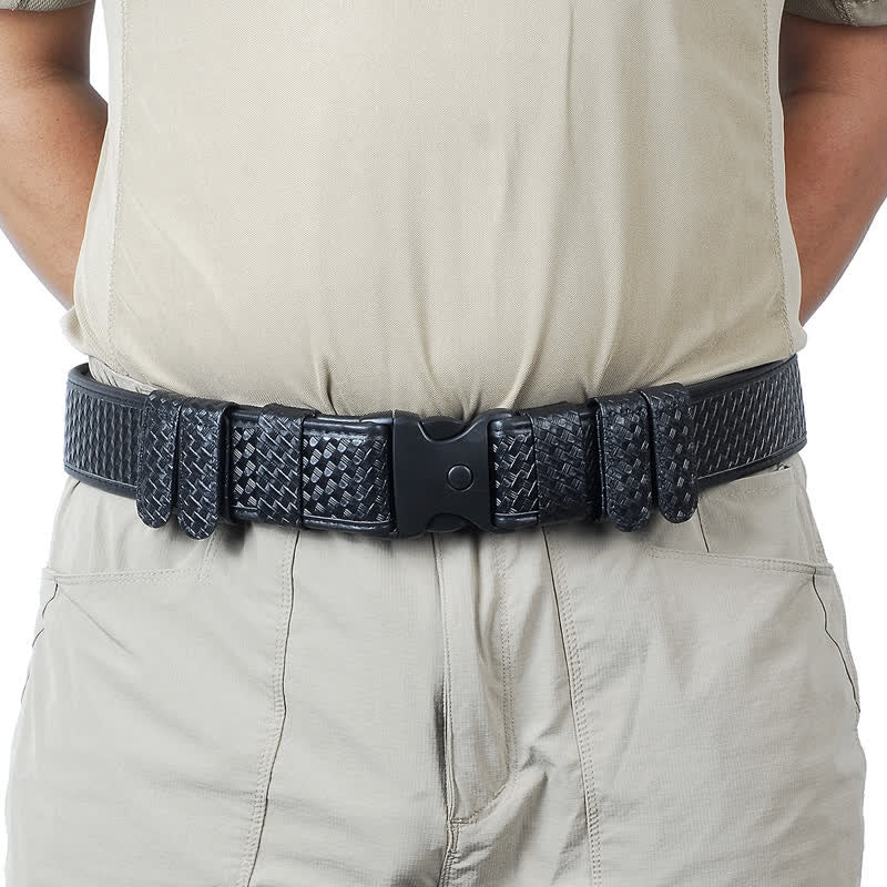 Schwarzer taktischer Gürtel aus Oxford-Stoff aus Leder mit Schnellverschluss für Herren - Geprägtes Leder - 2XL (58") - image 5
