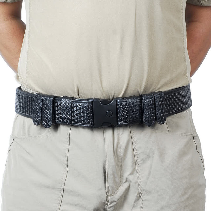Schwarzer taktischer Gürtel aus Oxford-Stoff aus Leder mit Schnellverschluss für Herren - Geprägtes Leder - 2XL (58") - image 5