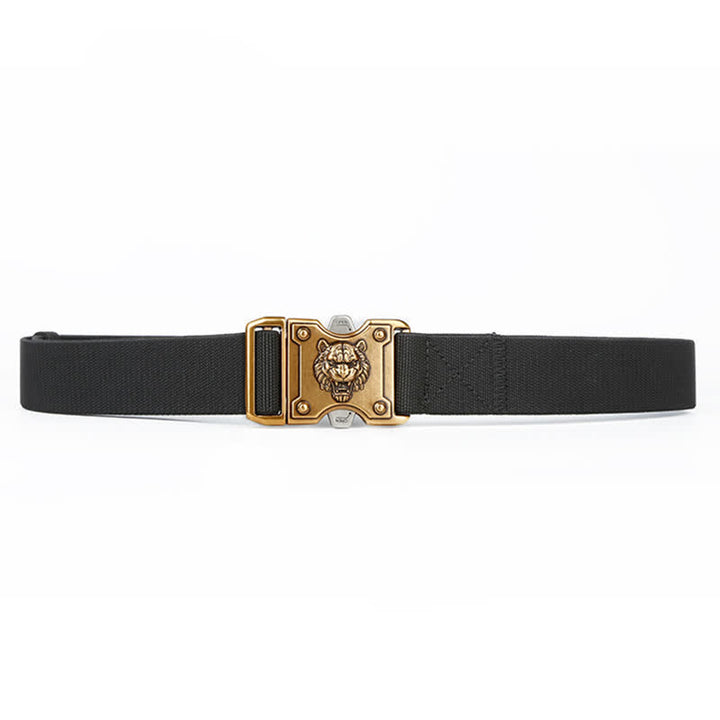 Goldfarbener Nylongürtel mit Tiger-Motiv und Doppelschlitz und Schnellverschluss für Herren