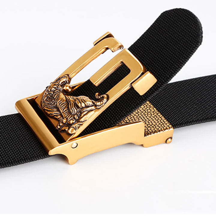Goldener Nylongürtel mit automatischer Tigerschnalle für Herren