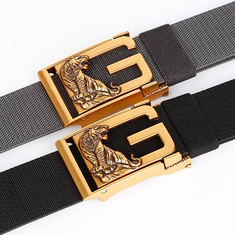 Goldener Nylongürtel mit automatischer Tigerschnalle für Herren