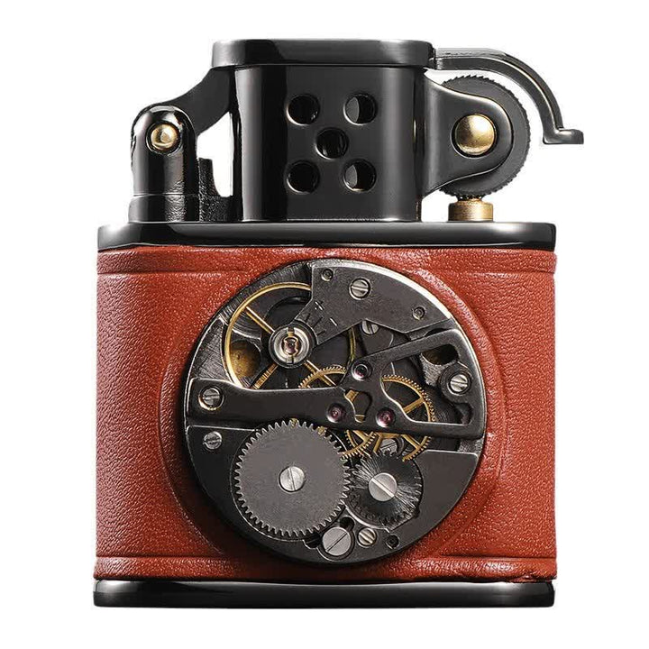 Steampunk Mechanisches Kerosinfeuerzeug mit Antikleder-Klappfunktion