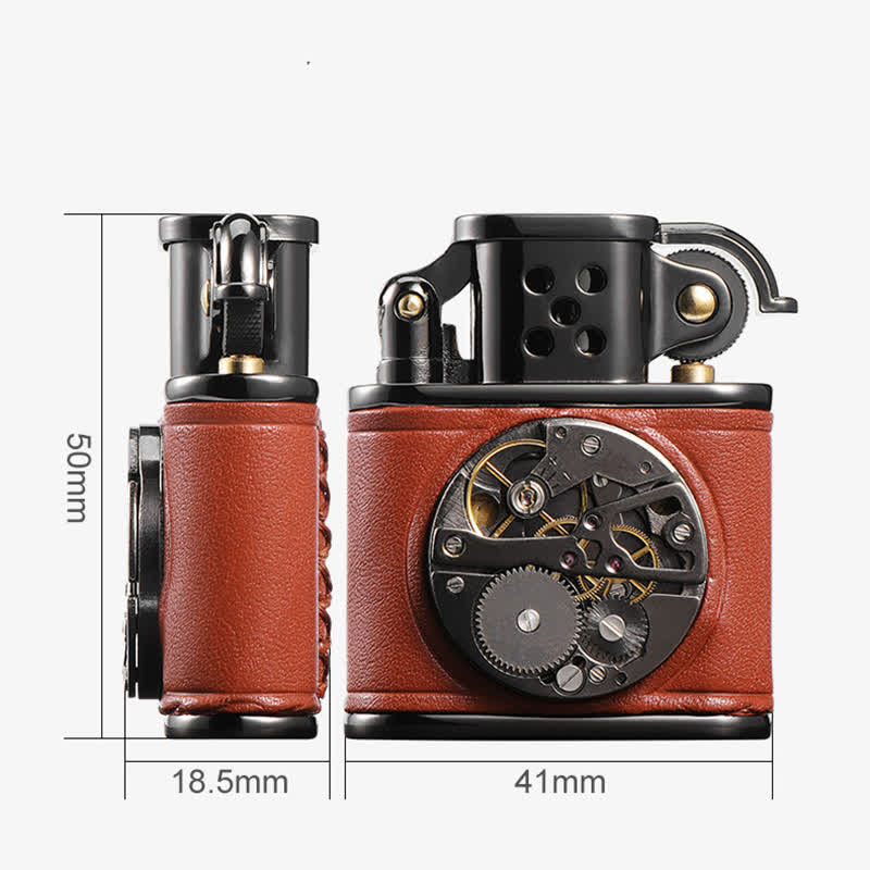 Steampunk Mechanisches Kerosinfeuerzeug mit Antikleder-Klappfunktion