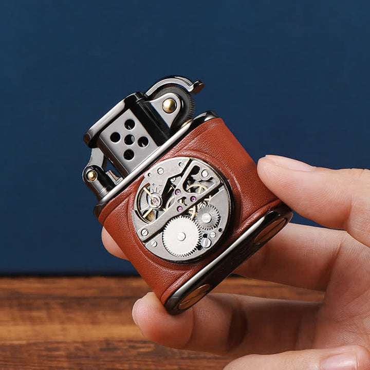Steampunk Mechanisches Kerosinfeuerzeug mit Antikleder-Klappfunktion