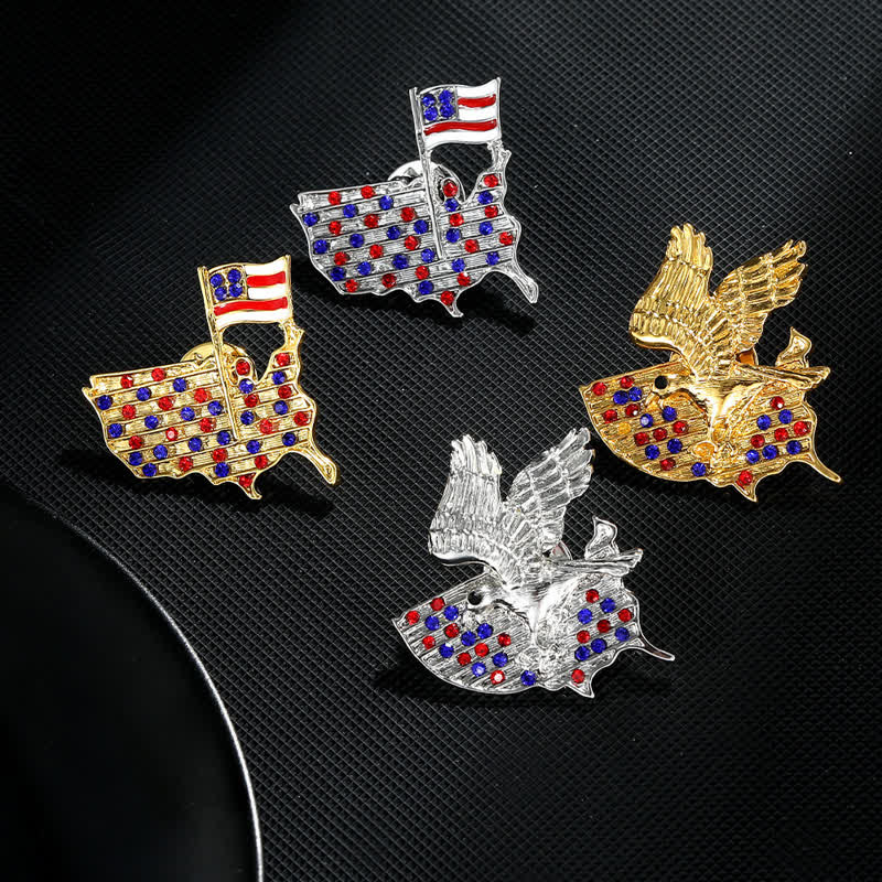Strass Adler Amerikanische Flagge Patriotische Brosche