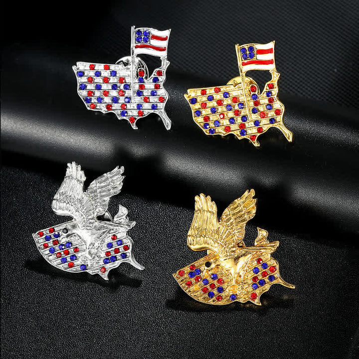 Strass Adler Amerikanische Flagge Patriotische Brosche