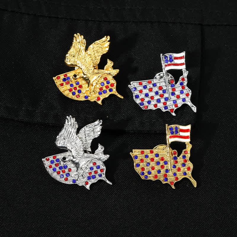 Strass Adler Amerikanische Flagge Patriotische Brosche