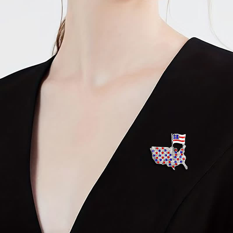 Strass Adler Amerikanische Flagge Patriotische Brosche
