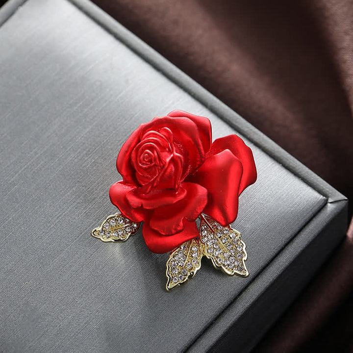 Rot-Blaue Rose Strass Blumenbrosche