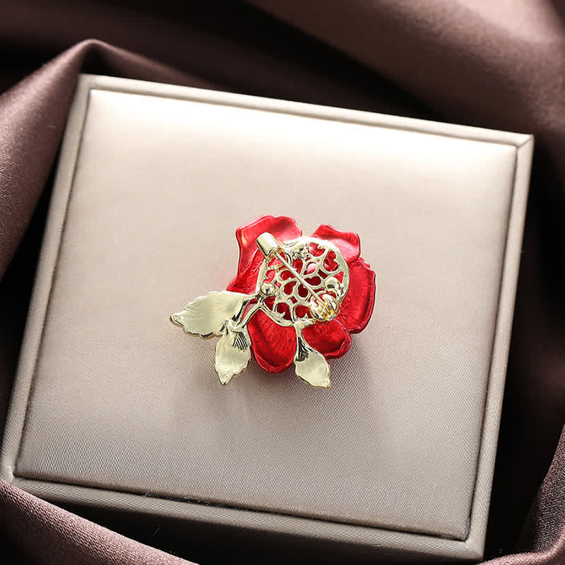 Rot-Blaue Rose Strass Blumenbrosche