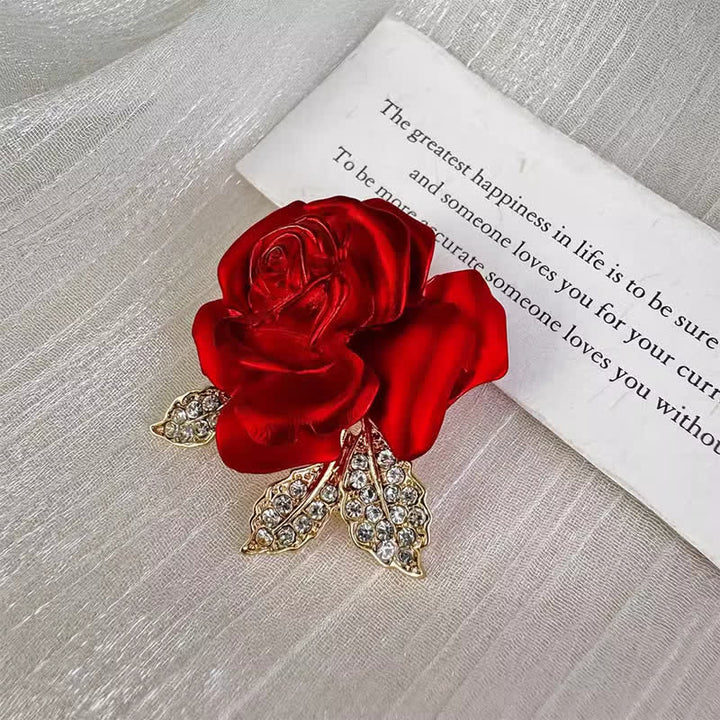 Rot-Blaue Rose Strass Blumenbrosche