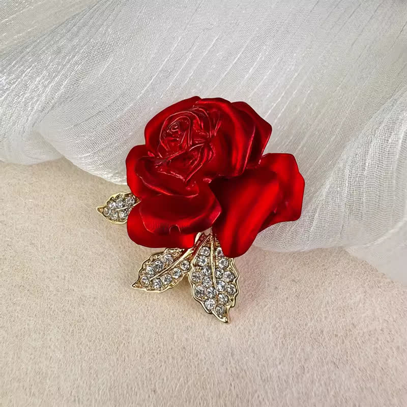 Rot-Blaue Rose Strass Blumenbrosche