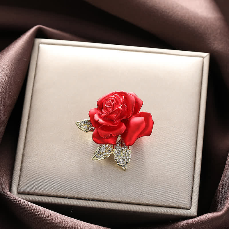 Rot-Blaue Rose Strass Blumenbrosche
