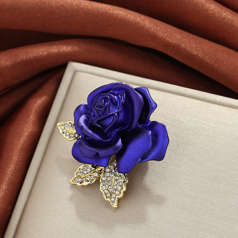 Rot-Blaue Rose Strass Blumenbrosche
