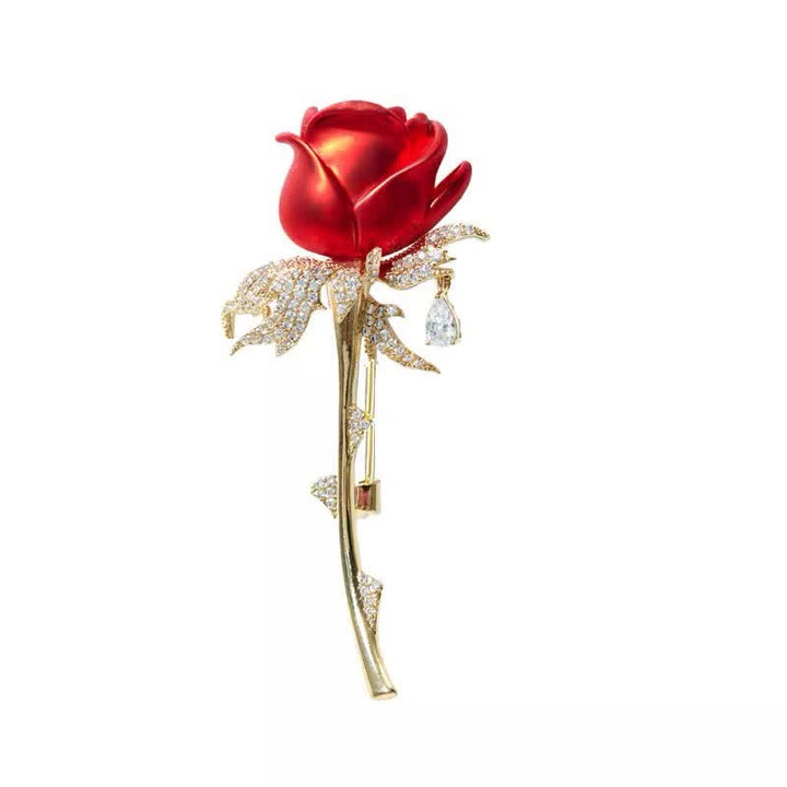 Charmante rote Rose mit glänzendem Strass für Damen