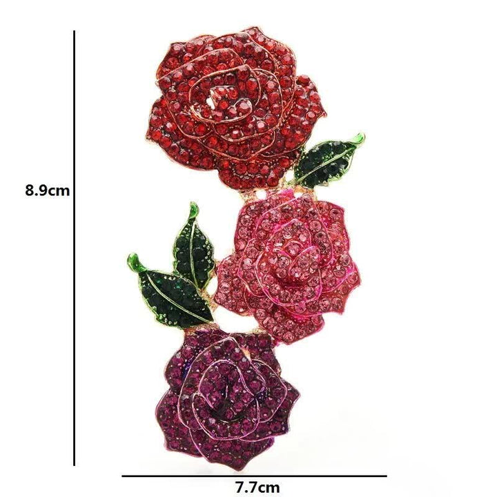 Brosche mit funkelnden Strasssteinen „Triple Beauty Roses“ für Damen