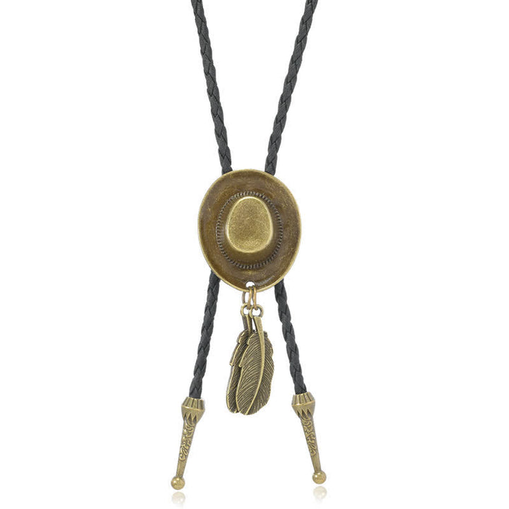 Vintage Bronze Cowboyhut Form Anhänger Bolo Krawatte - image 9