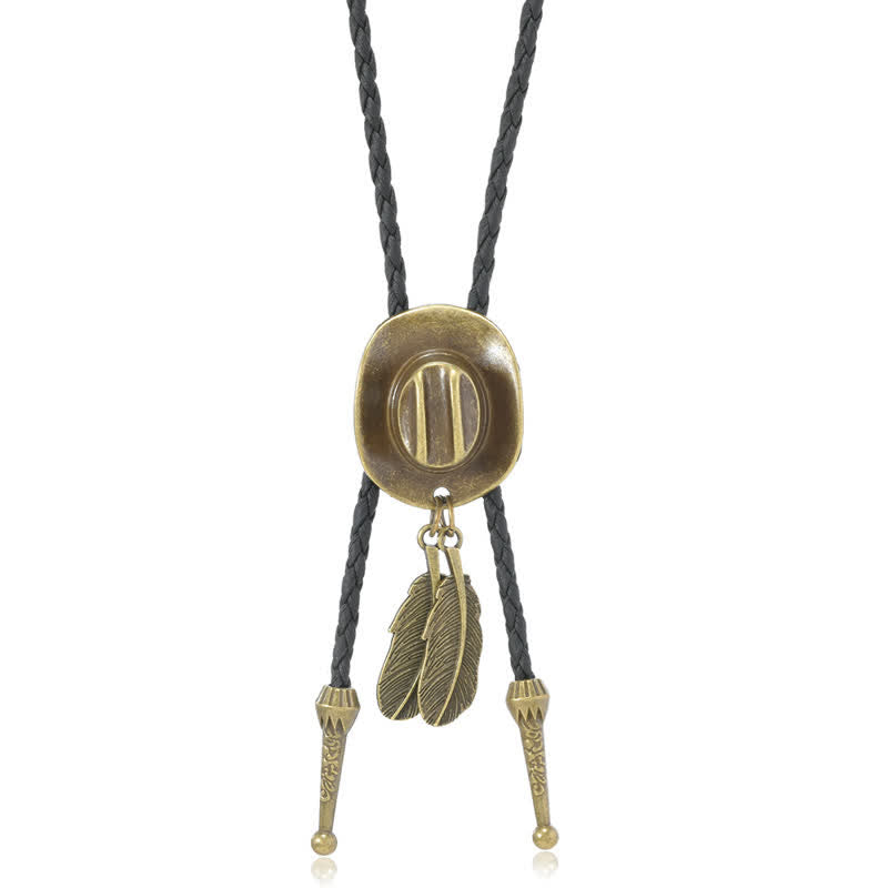 Vintage Bronze Cowboyhut Form Anhänger Bolo Krawatte - image 6
