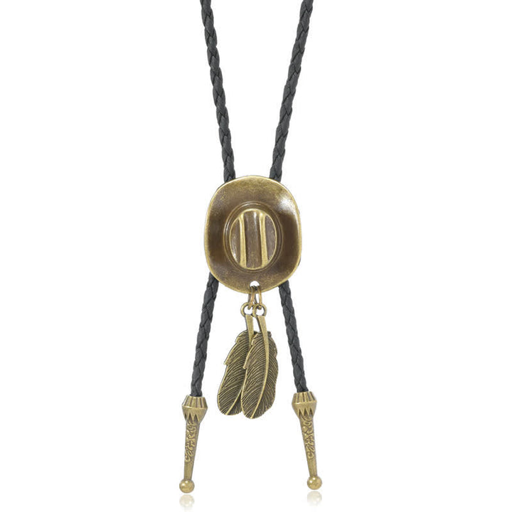 Vintage Bronze Cowboyhut Form Anhänger Bolo Krawatte - image 6