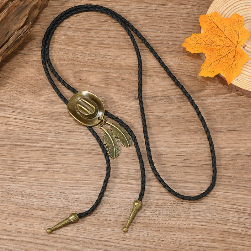 Vintage Bronze Cowboyhut Form Anhänger Bolo Krawatte - image 5