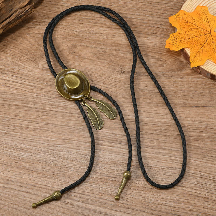 Vintage Bronze Cowboyhut Form Anhänger Bolo Krawatte - image 8