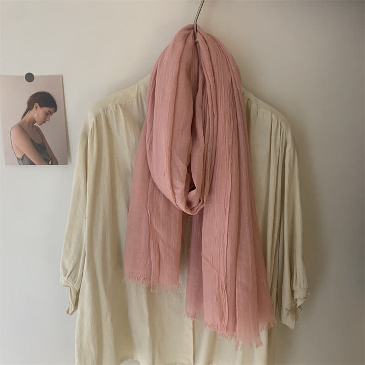 Sommerlicher Voile-Schal in Volltonfarbe aus Baumwollleinen - #20 Blassviolettrot - image 23