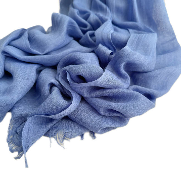 Sommerlicher Voile-Schal in Volltonfarbe aus Baumwollleinen - #31 Kornblumenblau - image 40