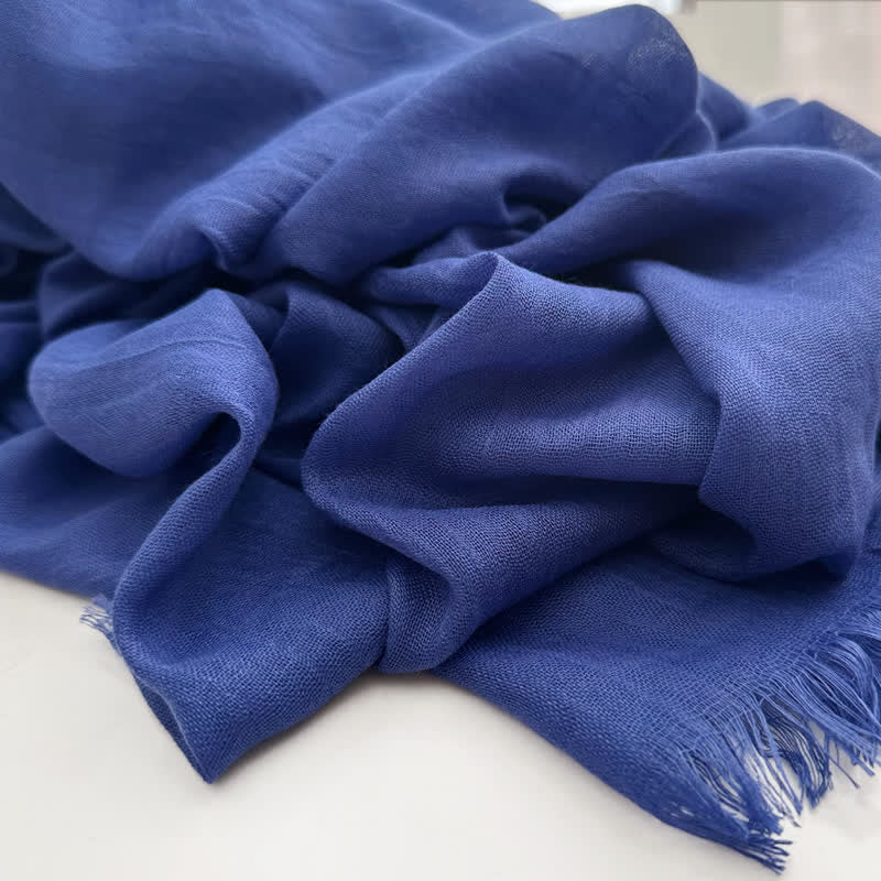 Sommerlicher Voile-Schal in Volltonfarbe aus Baumwollleinen - #14 Königlich - image 15
