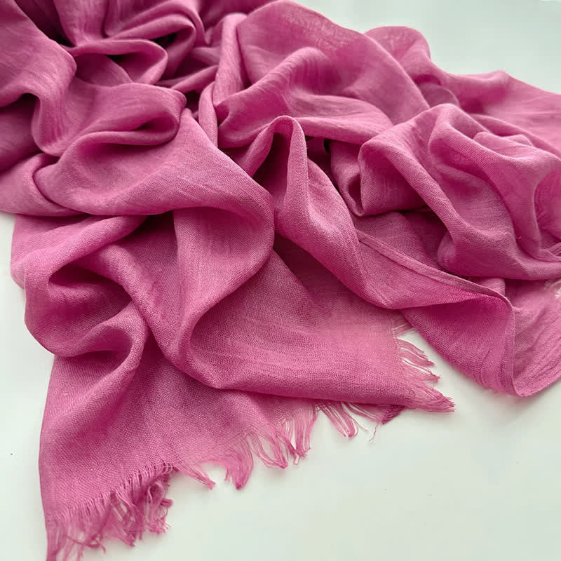 Sommerlicher Voile-Schal in Volltonfarbe aus Baumwollleinen - #17 HotPink - image 20