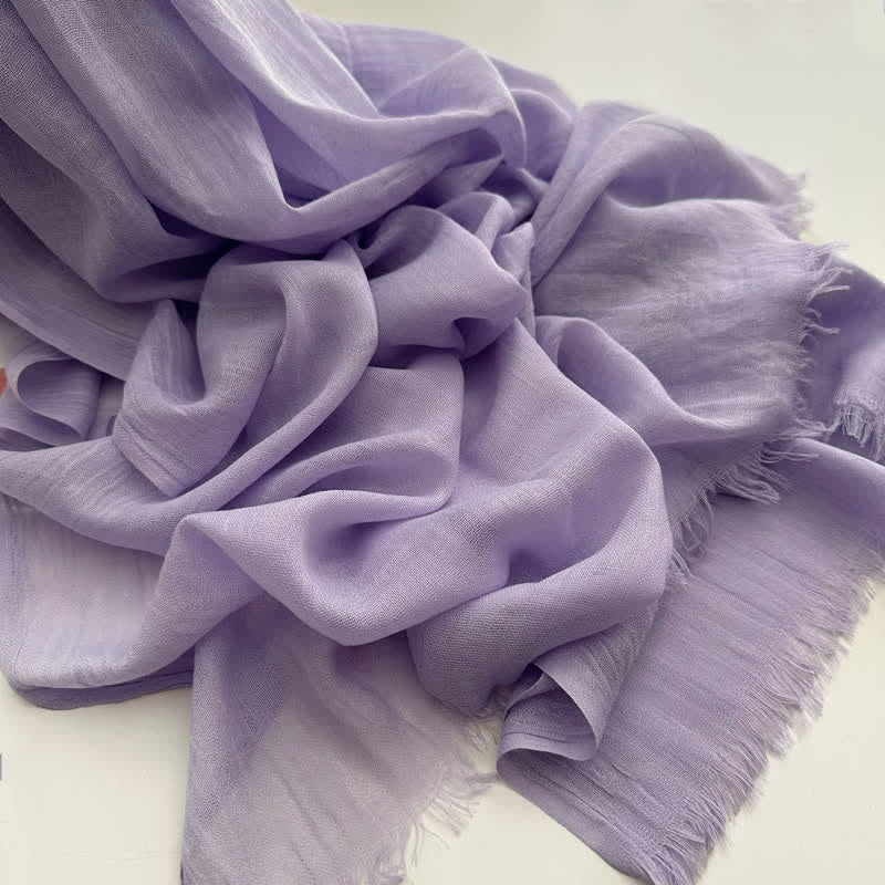 Sommerlicher Voile-Schal in Volltonfarbe aus Baumwollleinen - #22 Hellviolett - image 25