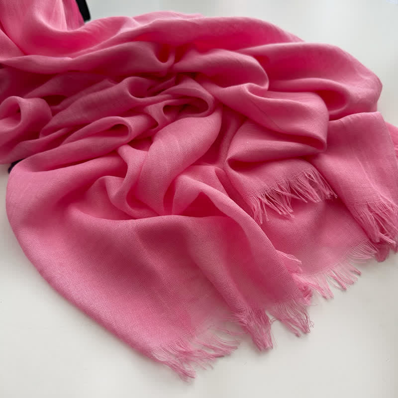 Sommerlicher Voile-Schal in Volltonfarbe aus Baumwollleinen - #18 Rosa - image 21