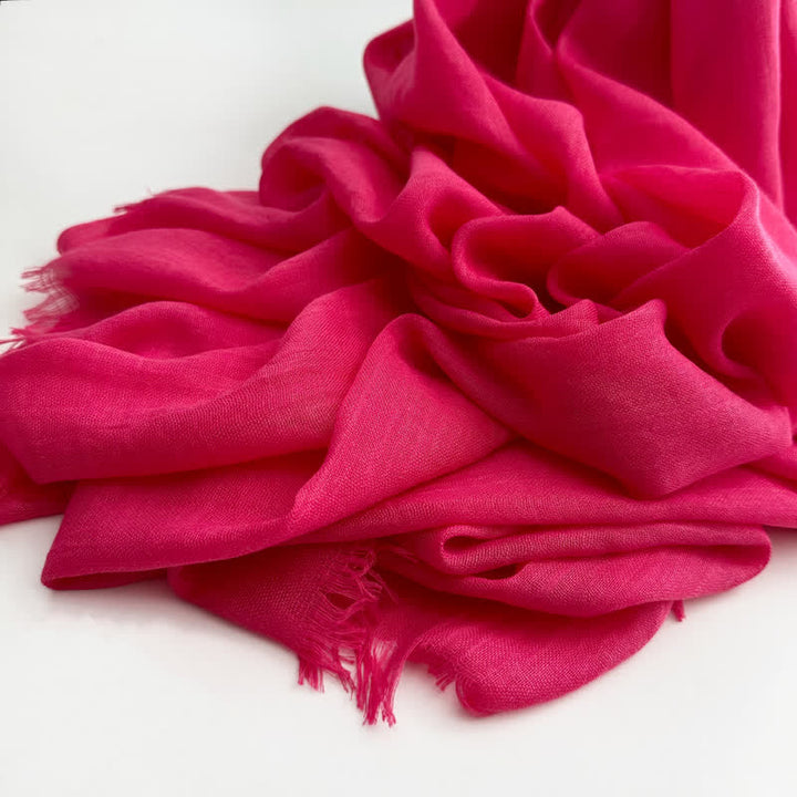 Sommerlicher Voile-Schal in Volltonfarbe aus Baumwollleinen - #11 DeepPink - image 12