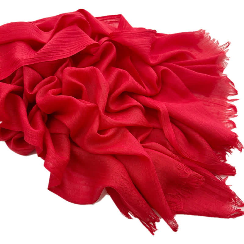 Sommerlicher Voile-Schal in Volltonfarbe aus Baumwollleinen - #35 Rot - image 44