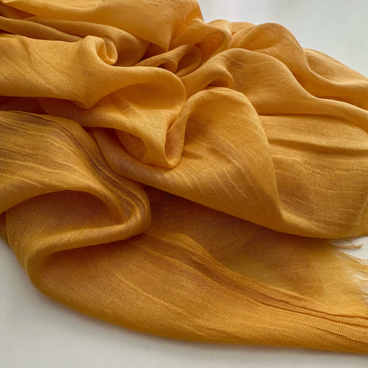 Sommerlicher Voile-Schal in Volltonfarbe aus Baumwollleinen - #26 Gelb - image 31