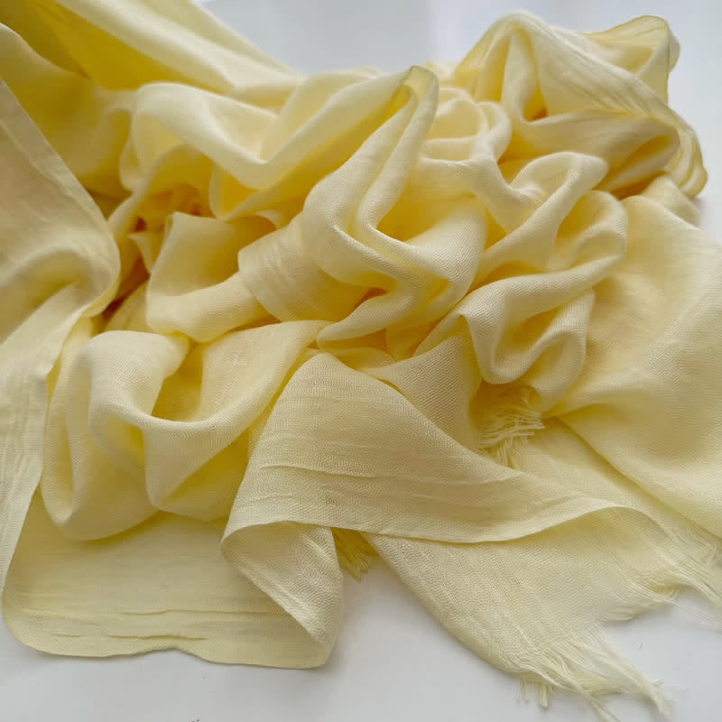 Sommerlicher Voile-Schal in Volltonfarbe aus Baumwollleinen - #28 Hellgelb - image 35