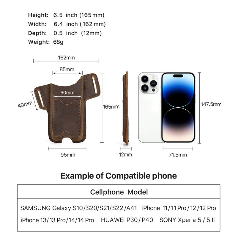 Vielseitige Handytasche aus Leder zum Umhängen am Gürtel - image 11