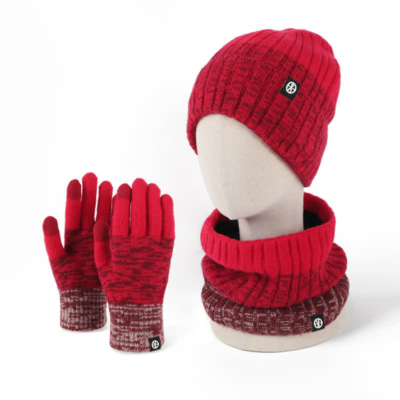 3-teiliges Unisex-Set mit farblich passendem Hut und Nackenwärmer sowie Handschuhen